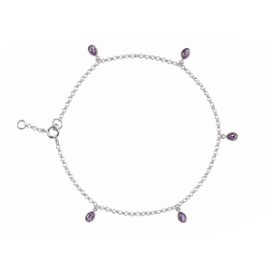 Amethyst Teardrop Station Anklet in 925 sterling silver – main view
