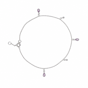 Celestial Teardrop Anklet in 925 sterling silver – side view
