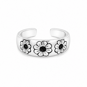 Triple Blossom Luxury Toe Ring in 925 sterling silver – main view
