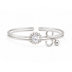 Floral Scroll Double-Band Toe Ring in 925 sterling silver – additional view