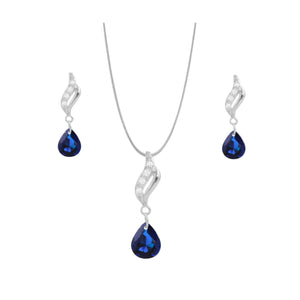 Sterling Silver Twisted Drop Pendant and Earring Set with Teardrop Cubic Zirconia