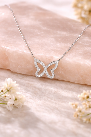 Butterfly Necklace in 925 sterling silver – side view