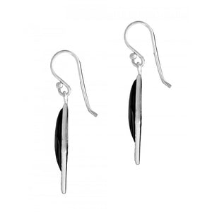 Black Onyx Textured Square Drop Earrings in 925 sterling silver – side view