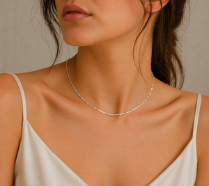 Anchor Square Link Chain in 925 sterling silver – angle view