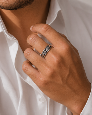 Braided Rope Band Ring in 925 sterling silver – angle view