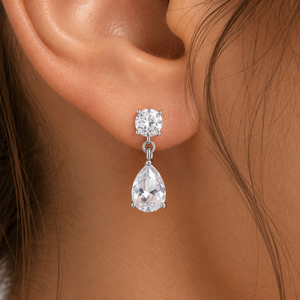 Celeste Teardrop Dangle Earrings in 925 sterling silver – angle view