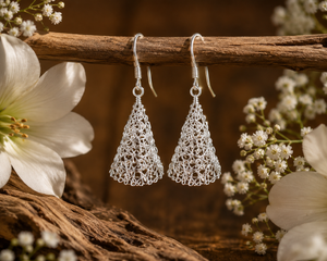 Celestia Filigree Triangle Earrings in 925 sterling silver – additional view