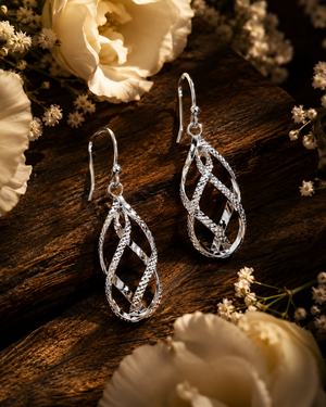 Celestia Twist Drop Earrings in 925 sterling silver – side view