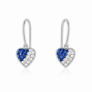 Celestial Heart Crystal Drop Earrings in 925 sterling silver – side view
