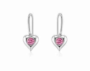 Celestial Heart Drop Earrings in 925 sterling silver – side view