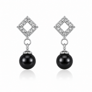 Celestial Pearl Gemstone Drop Earrings in 925 sterling silver – side view