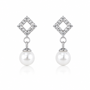 Celestial Pearl Gemstone Drop Earrings in 925 sterling silver – main view