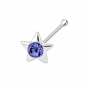 Star Crystal Nose Bone Stud in 925 sterling silver – angle view