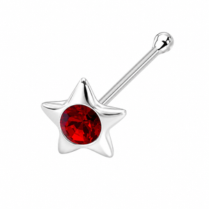 Star Crystal Nose Bone Stud in 925 sterling silver – side view