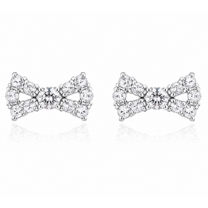 Crimson Bow Stud Earrings in 925 sterling silver – side view