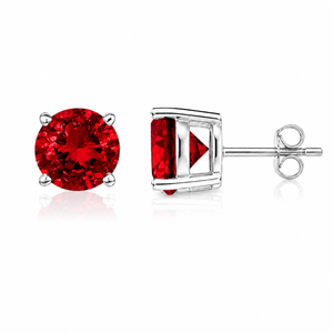 Round Crystal Stud Earrings in 925 sterling silver – side view