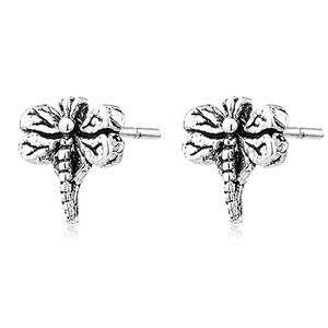 Dragonfly Whisper Stud Earrings in 925 sterling silver – side view