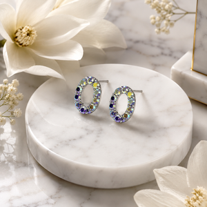 Éclipse Oval Crystal Stud Earrings in 925 sterling silver – additional view