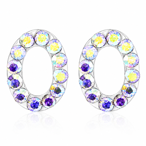 Éclipse Oval Crystal Stud Earrings in 925 sterling silver – main view