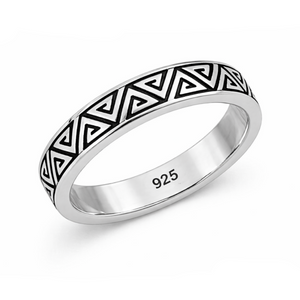 Greek Key Triangle Ring in 925 sterling silver – side view