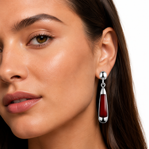 Abalone & Garnet Teardrop Earrings in 925 sterling silver – angle view