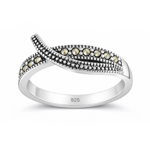 Marcasite Crossover Band Ring in 925 sterling silver – main view
