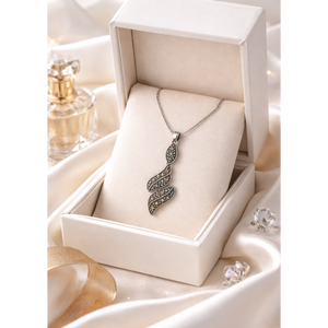 Marcasite Double Leaf Pendant in 925 sterling silver – additional view