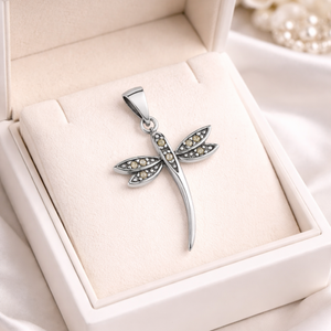 Marcasite Dragonfly Pendant in 925 sterling silver – additional view