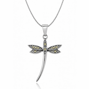 Marcasite Dragonfly Pendant in 925 sterling silver – side view