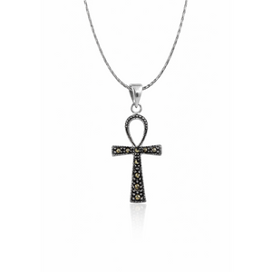 Marcasite Egyptian Ankh Pendant in 925 sterling silver – side view