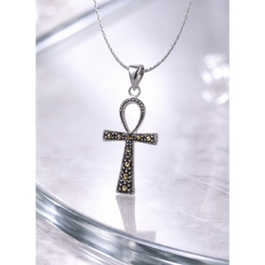 Marcasite Egyptian Ankh Pendant in 925 sterling silver – additional view