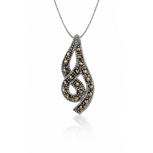Marcasite Twist Pendant in 925 sterling silver – side view