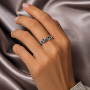 Marcasite Wave Stackable Ring in 925 sterling silver – angle view