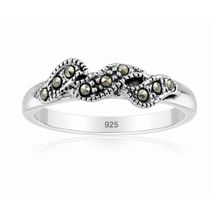 Marcasite Wave Stackable Ring in 925 sterling silver – main view