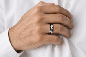 Tribal Flame Ring in 925 sterling silver – angle view