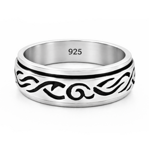 Tribal Scroll Spinner Ring in 925 sterling silver – main view