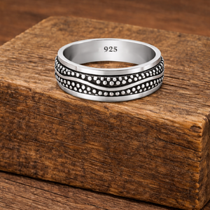 Wave Beaded Band Ring in 925 sterling silver – angle view