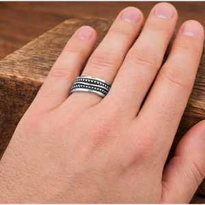Wave Beaded Band Ring in 925 sterling silver – side view
