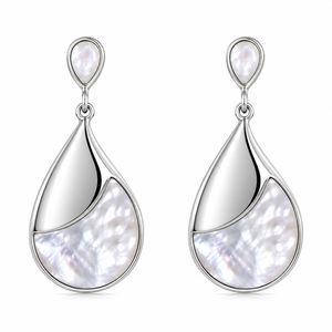 Mother of Pearl Teardrop Swirl Earrings in 925 sterling silver – main view