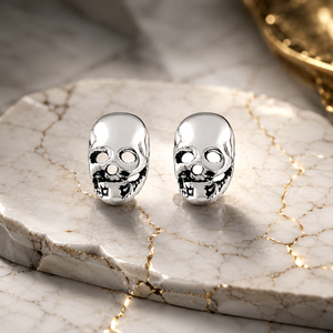 Noir Skull Stud Earrings in 925 sterling silver – additional view