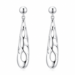 Open Teardrop Sculpted Earrings in 925 sterling silver – main view