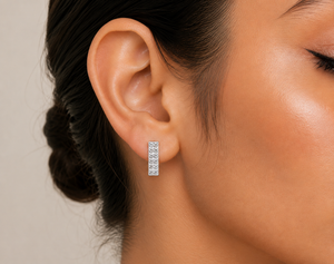 Prism Cascade Crystal Bar Stud Earrings in 925 sterling silver – angle view