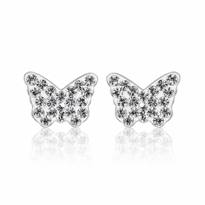 Radiant Butterfly Stud Earrings in 925 sterling silver – side view