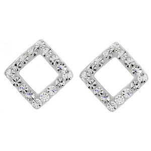 Radiant Diamond Frame Stud Earrings in 925 sterling silver – main view