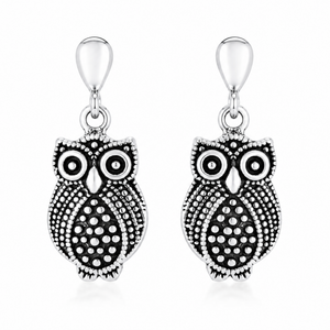 Antique Owl Drop Earrings in 925 sterling silver – main view