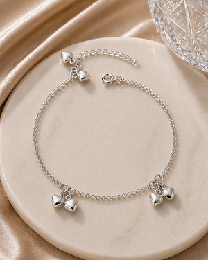 Triple Double Heart Bracelet in 925 sterling silver – angle view