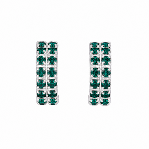 Radiance Sterling Silver Pavé Huggie Earrings in 925 sterling silver – additional view