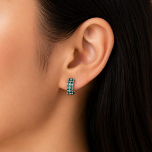 Radiance Sterling Silver Pavé Huggie Earrings in 925 sterling silver – angle view