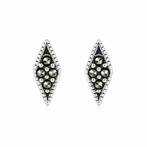 Celeste Marcasite Marquise Stud Earrings in 925 sterling silver – main view