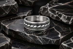 Twist Rope Band Ring in 925 sterling silver – side view